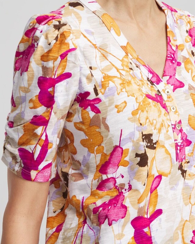 Floral Slub Split Neck Henley Tee - image 4